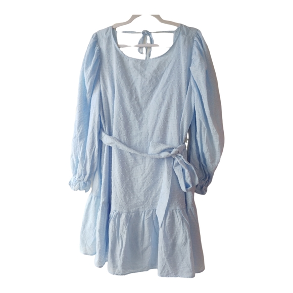 Eloquii Long Sleeve Swiss Dot Baby Doll Tiered Dress SZ 18 - Picture 3 of 14